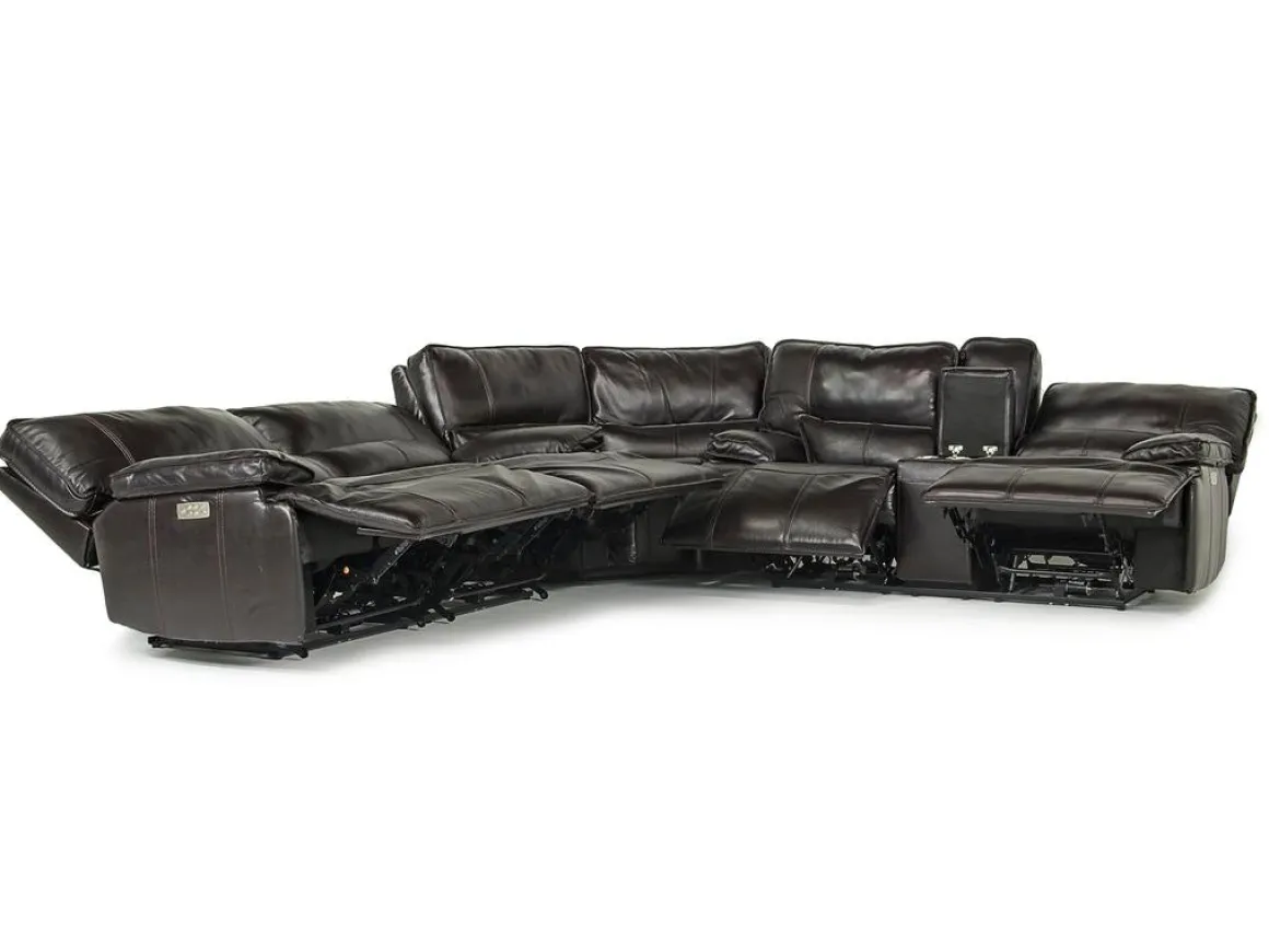Sofia 3 Piece 3 Power Sectional In Brown Leather