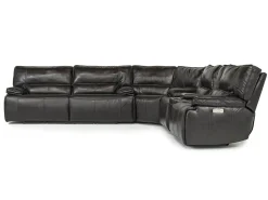 Sofia 3 Piece 3 Power Sectional In Brown Leather