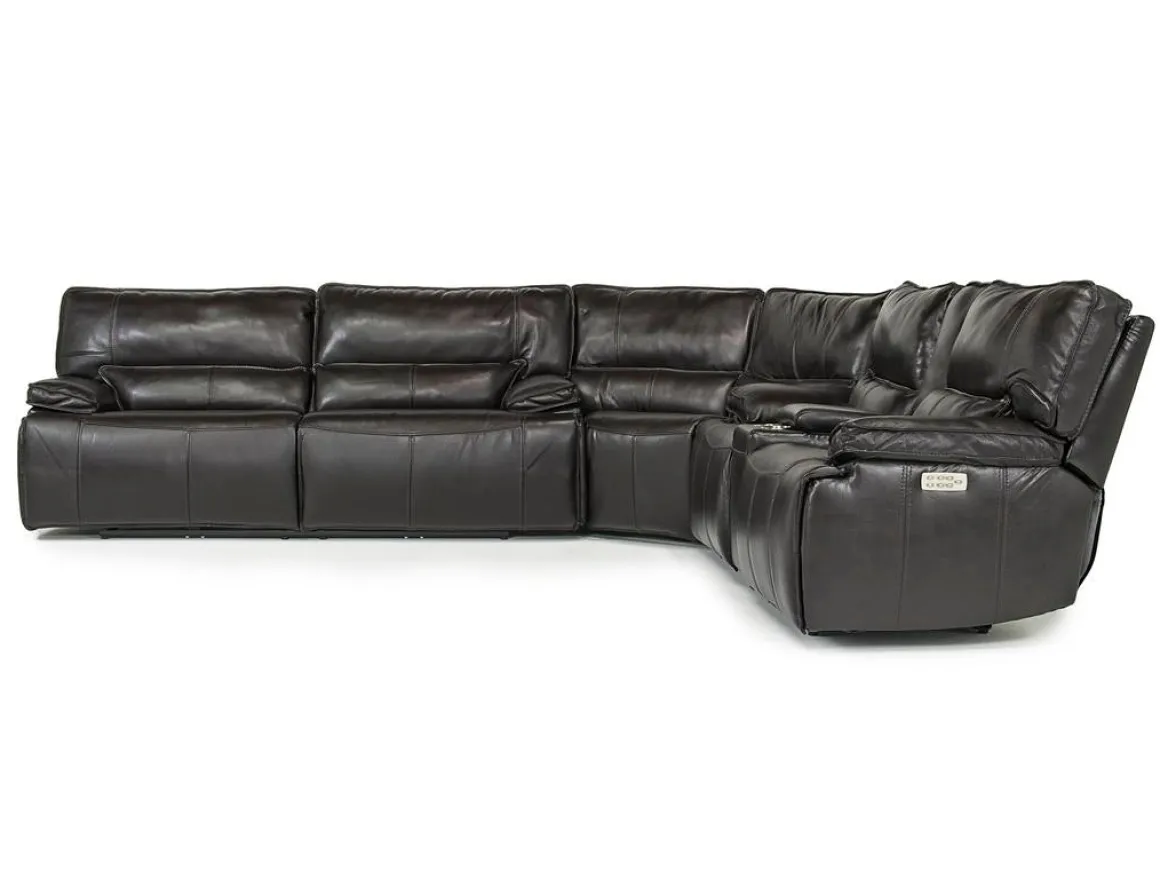 Sofia 3 Piece 3 Power Sectional In Brown Leather