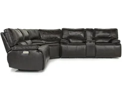 Sofia 3 Piece 3 Power Sectional In Brown Leather
