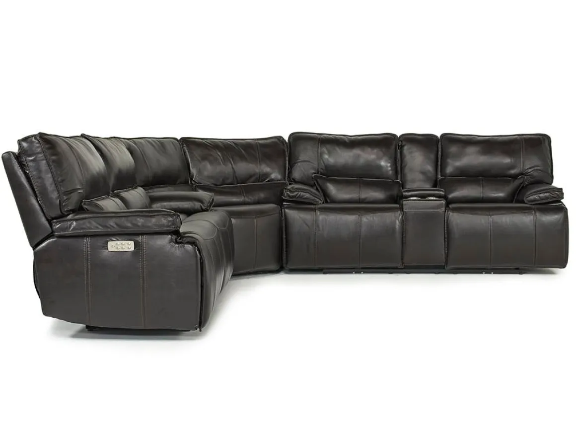 Sofia 3 Piece 3 Power Sectional In Brown Leather