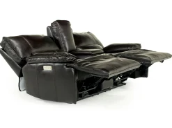 Sofia 3 Power Console Loveseat In Brown Leather