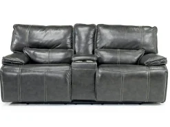 Sofia 3 Power Console Loveseat In Brown Leather