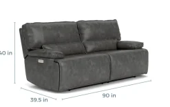 Sofia 3 Power Sofa In Brown Leather