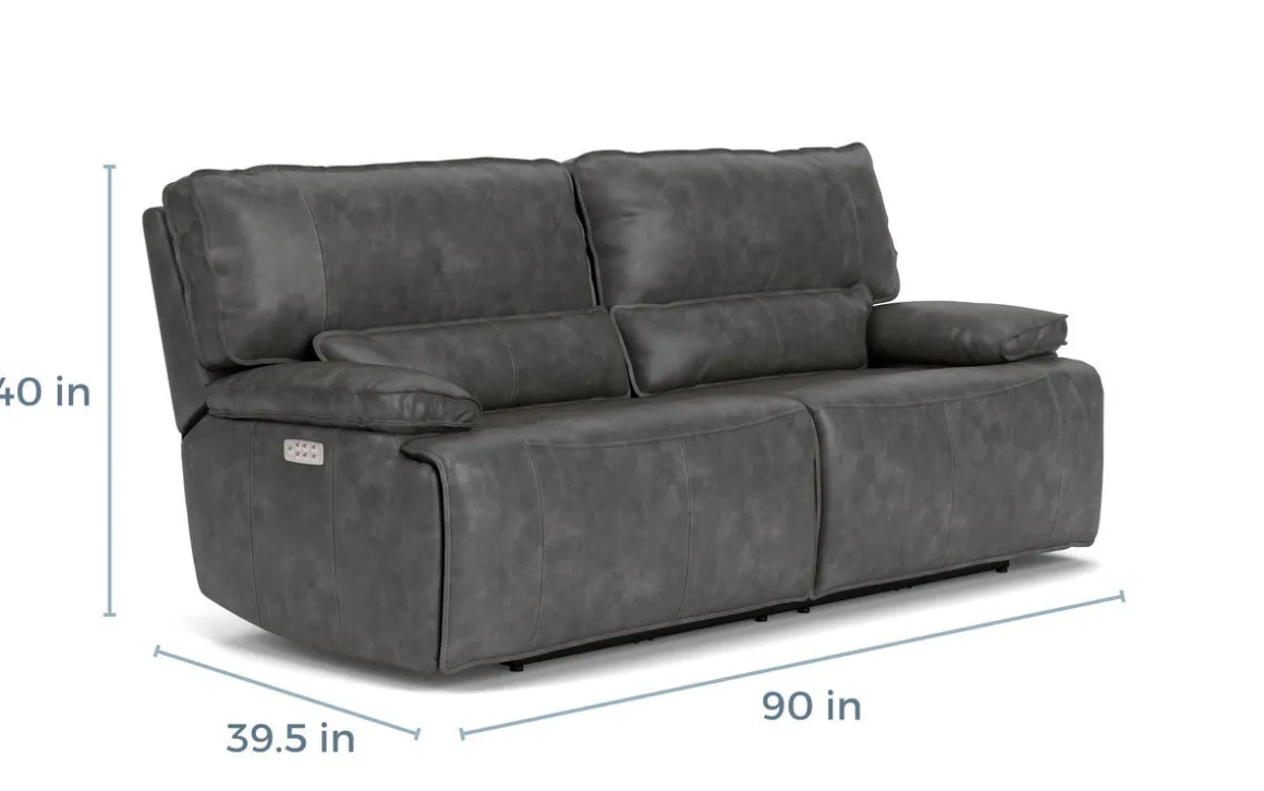 Sofia 3 Power Sofa In Brown Leather