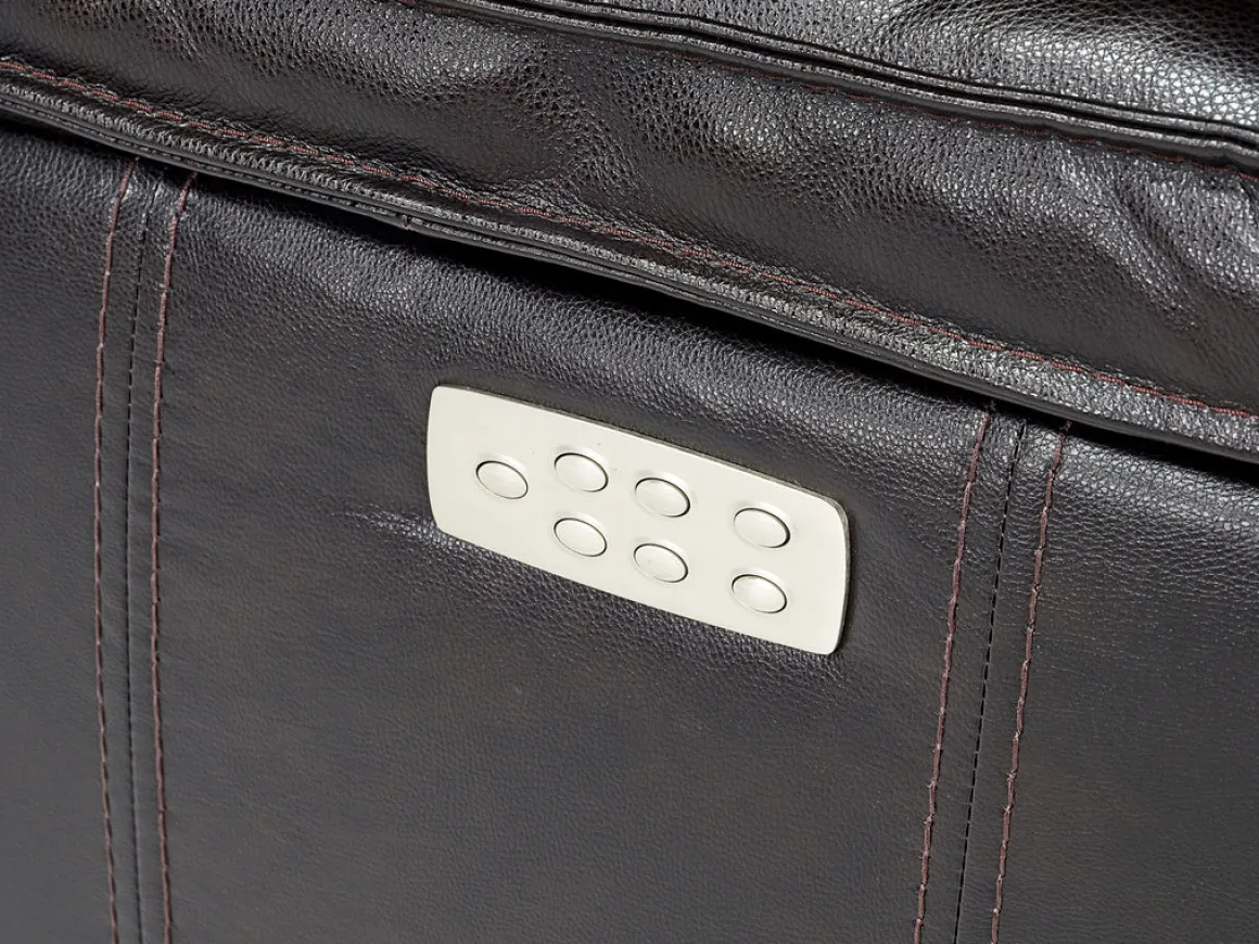 Sofia 3 Power Sofa In Brown Leather