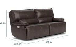 Sofia 3 Power Sofa In Brown Leather