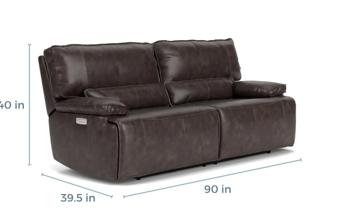 Sofia 3 Power Sofa In Brown Leather