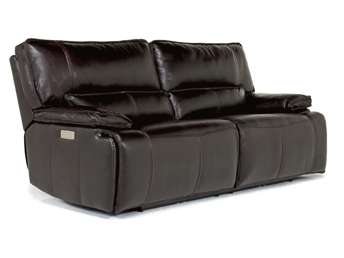 Sofia 3 Power Sofa In Brown Leather