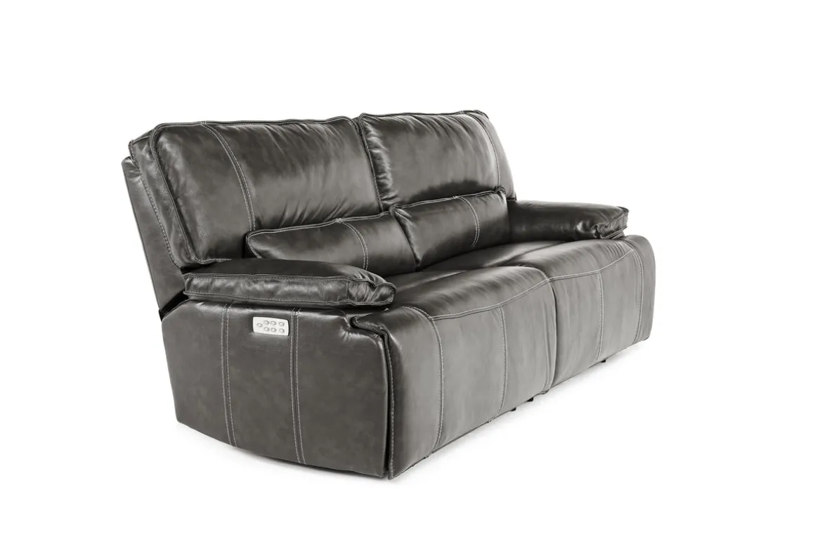 Sofia 3 Power Sofa In Brown Leather