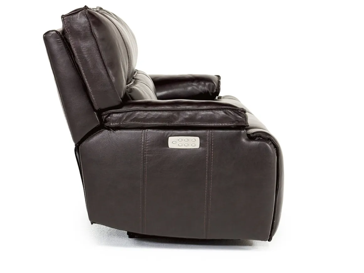 Sofia 3 Power Sofa In Brown Leather