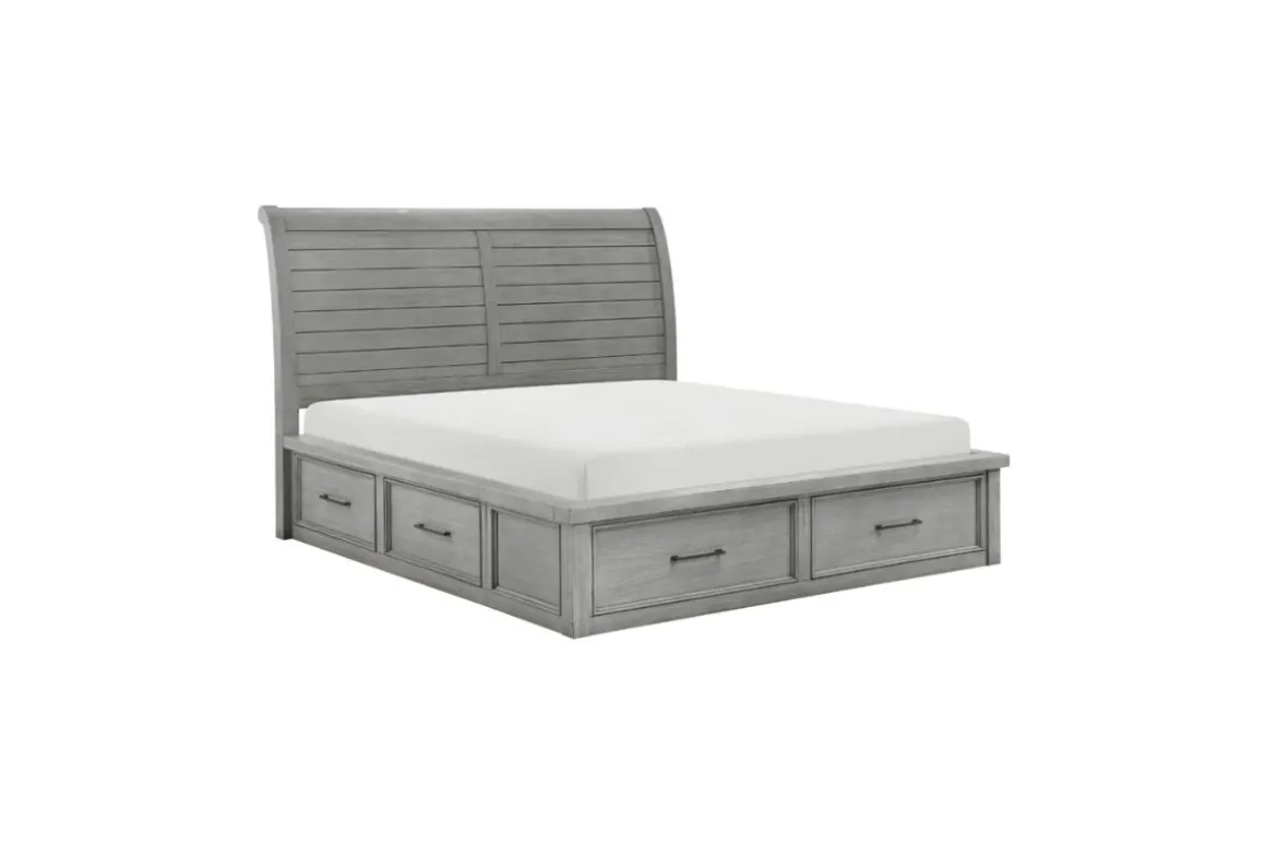 Sonora Sleigh Bed W/ Storage, Dresser, Mirror & Nightstand In Brown, Queen