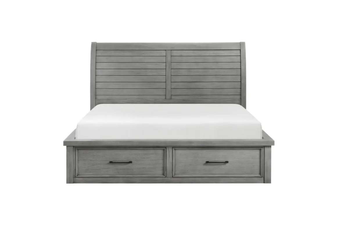 Sonora Sleigh Bed W/ Storage, Dresser, Mirror & Nightstand In Brown, Queen