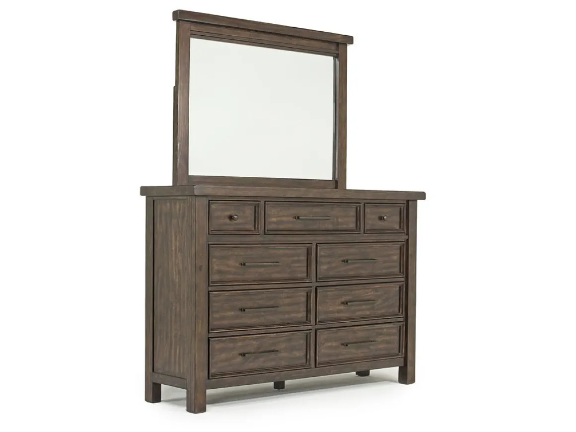 Sonora Sleigh Bed W/ Storage, Dresser, Mirror & Nightstand In Brown, Queen