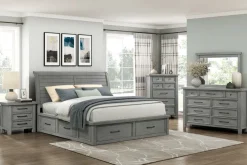 Sonora Sleigh Bed W/ Storage, Dresser, Mirror & Nightstand In Brown, Queen