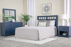 St Regis Panel Headboard, Dresser, Mirror & Nightstand In White, Twin