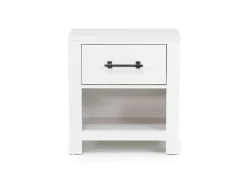 St Regis Panel Headboard, Dresser, Mirror & Nightstand In White, Twin