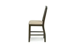 Stone Round Dining Table & 4 Chairs In White, Upholstered Slat