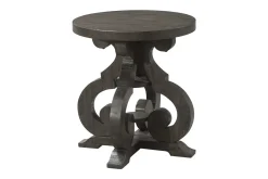 Stone Round End Table In Charcoal