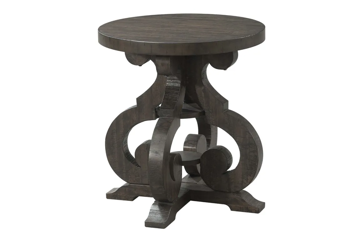 Stone Round End Table In Charcoal