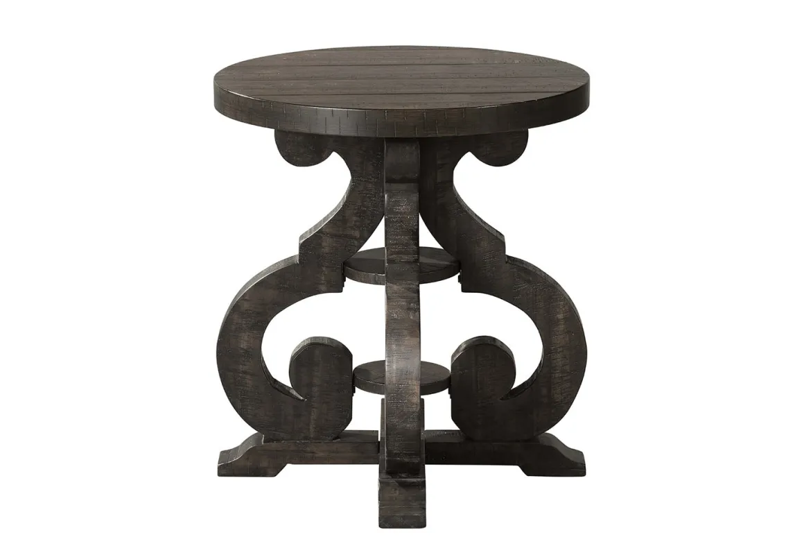 Stone Round End Table In Charcoal