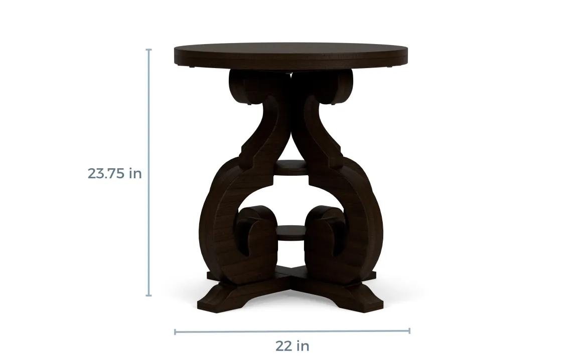 Stone Round End Table In Charcoal