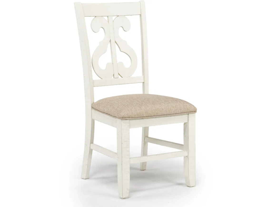 Stone Side Chair In White, Upholstered Slat