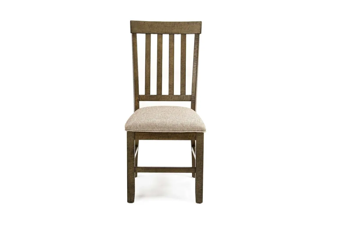Stone Side Chair In White, Upholstered Slat