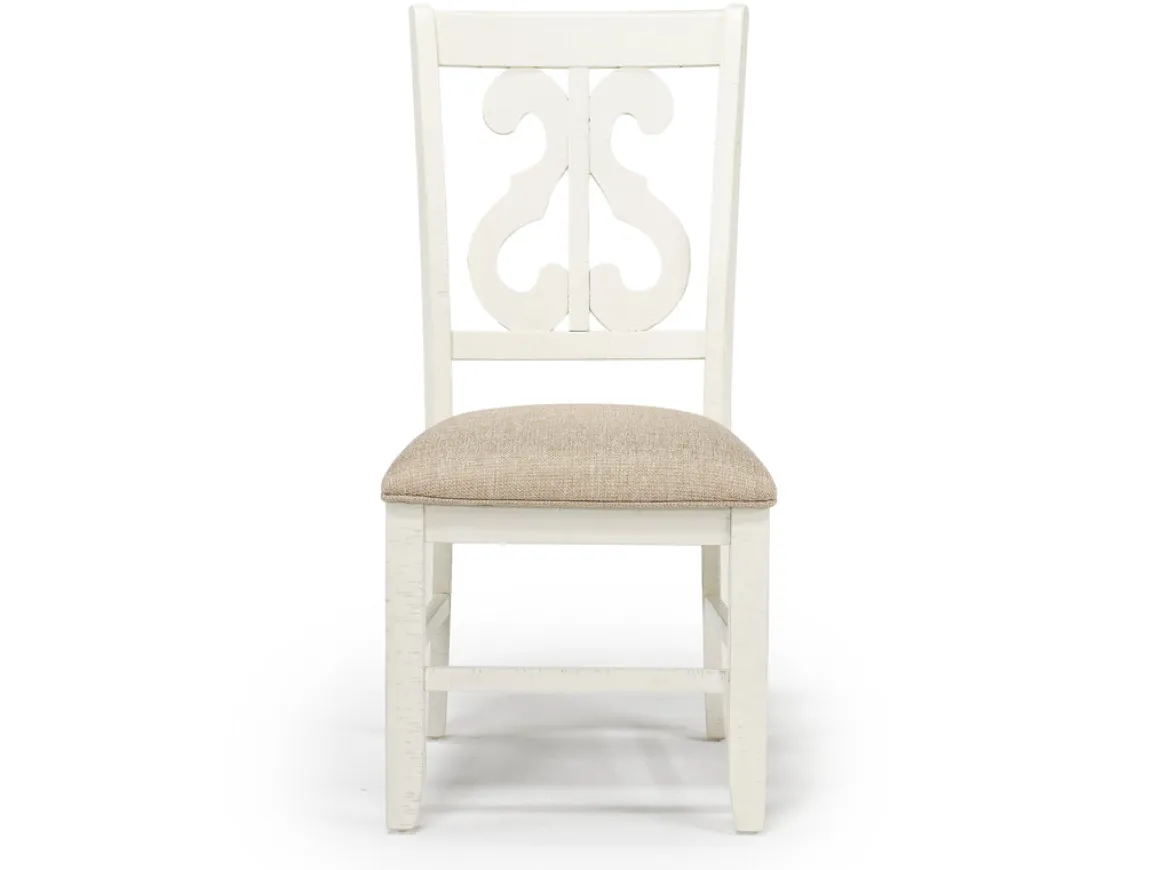 Stone Side Chair In White, Upholstered Slat