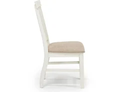 Stone Side Chair In White, Upholstered Slat