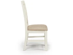 Stone Side Chair In White, Upholstered Slat