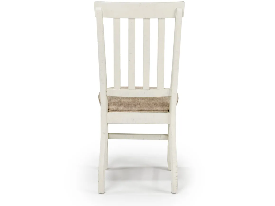 Stone Side Chair In White, Upholstered Slat