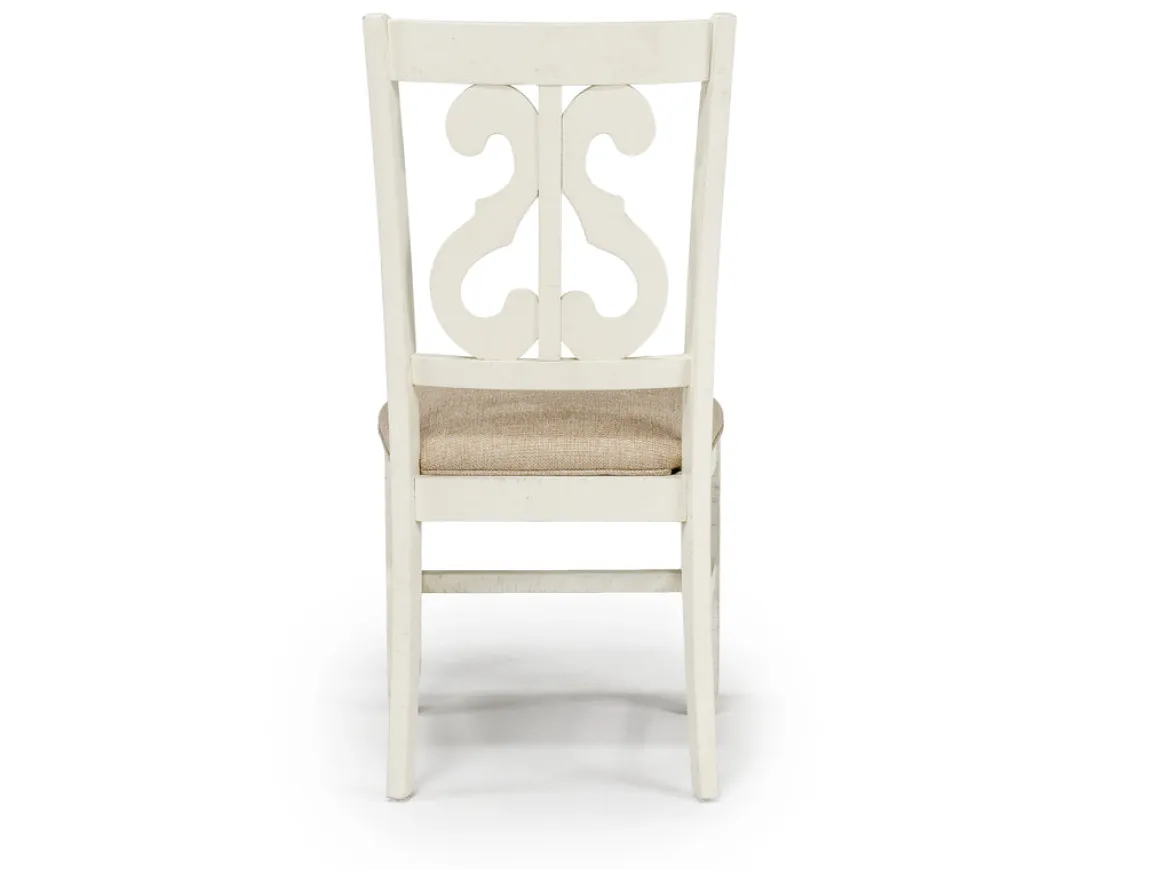 Stone Side Chair In White, Upholstered Slat