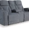 Studio Cave 2 Power Console Loveseat In Steel