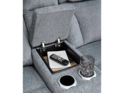 Studio Cave 2 Power Console Loveseat In Steel