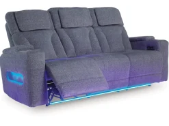 Studio Cave 2 Power Sofa W/ Drop Down Table In Steel