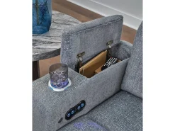 Studio Cave 2 Power Sofa W/ Drop Down Table In Steel