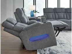 Studio Cave 2 Power Sofa W/ Drop Down Table In Steel