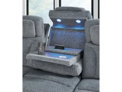 Studio Cave 2 Power Sofa W/ Drop Down Table In Steel