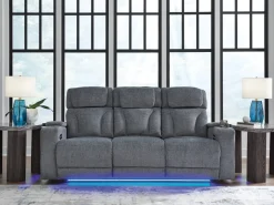 Studio Cave 2 Power Sofa W/ Drop Down Table In Steel