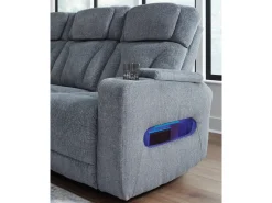 Studio Cave 2 Power Sofa W/ Drop Down Table In Steel