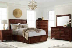 Sullivan Panel Bed W/ Storage, Dresser, Mirror & Nightstand In Drift Gray, Queen