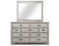 Sullivan Panel Bed W/ Storage, Dresser, Mirror & Nightstand In Drift Gray, Queen