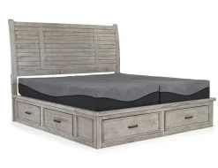 Sullivan Panel Bed W/ Storage, Dresser, Mirror & Nightstand In Drift Gray, Queen