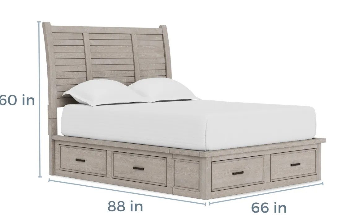 Sullivan Panel Bed W/ Storage In Drift Gray, Queen