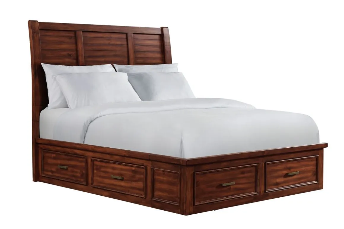 Sullivan Panel Bed W/ Storage In Drift Gray, Queen