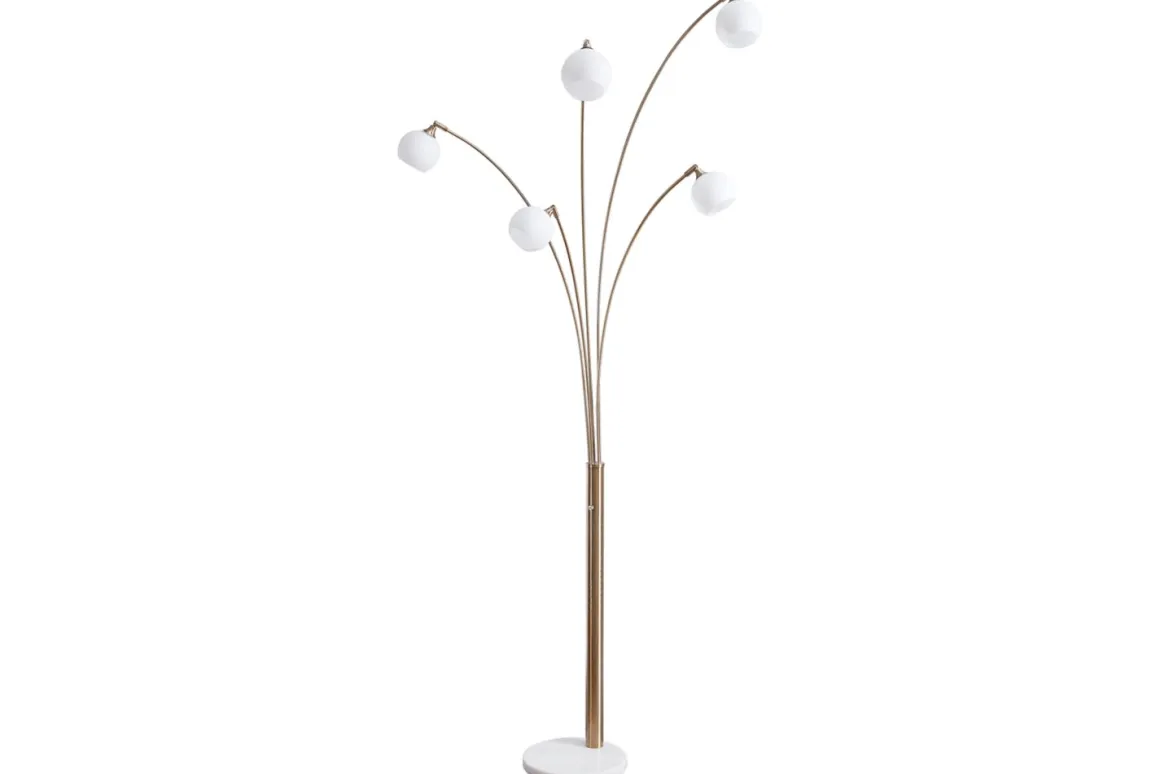 Taliya Arc Floor Lamp In Champagne/White