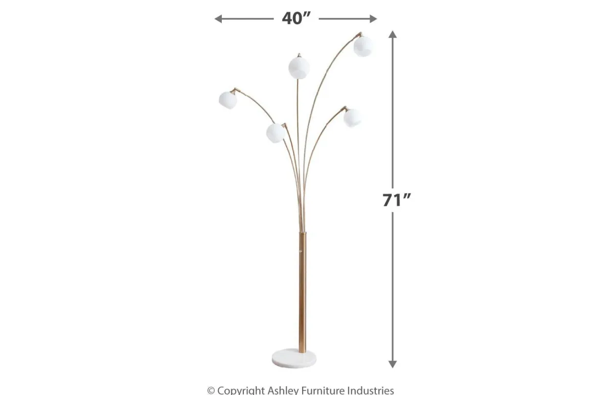 Taliya Arc Floor Lamp In Champagne/White