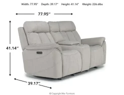 Tate 2 Power Console Loveseat In Dove