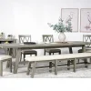 Telluride Dining Table & 4 X-Back Chairs & Bench In Driftwood